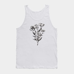 Wild Poppy Flower Vintage Botanical Illustration Tank Top